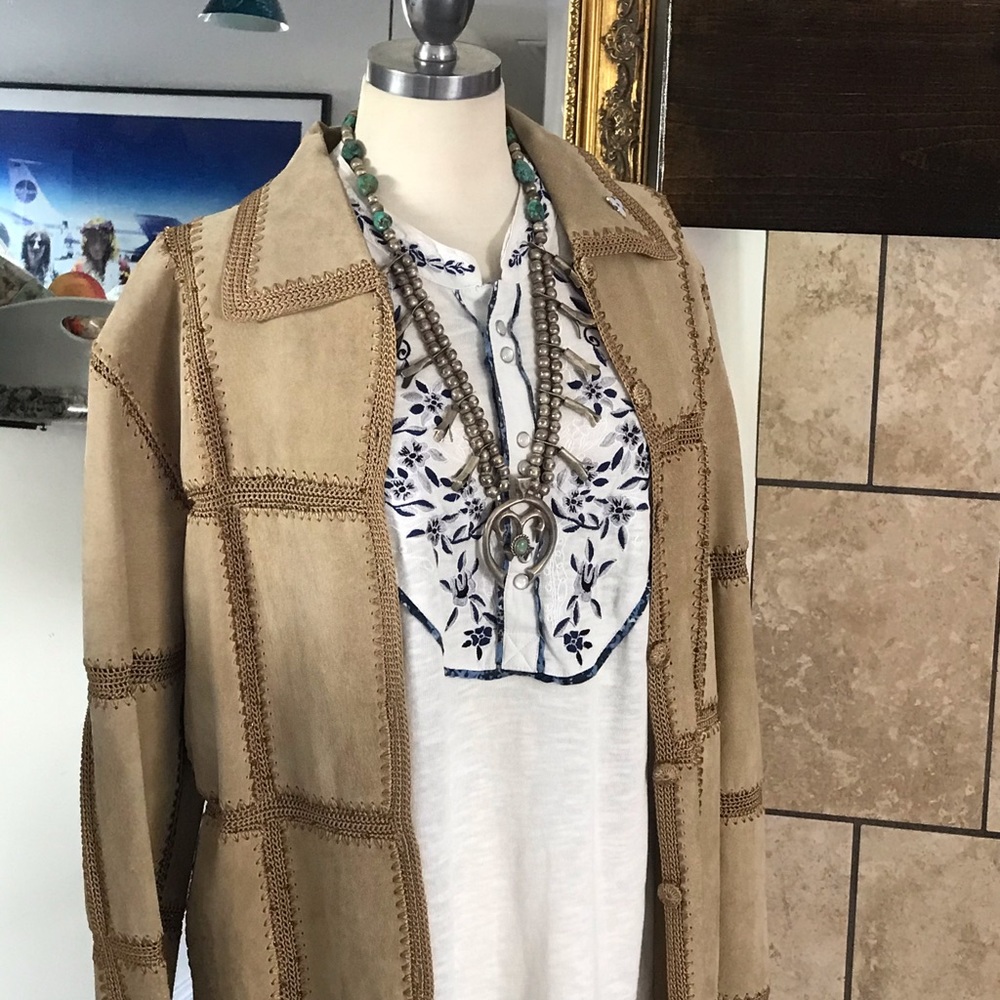 Boho Hippie Chic Vintage Suede Duster Jacket 🌵🐞